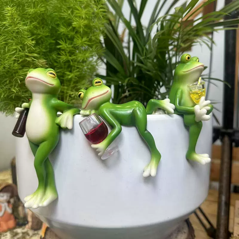 Plant Parents - Penanam Katak Resin Kontemporer, Buatan Tangan